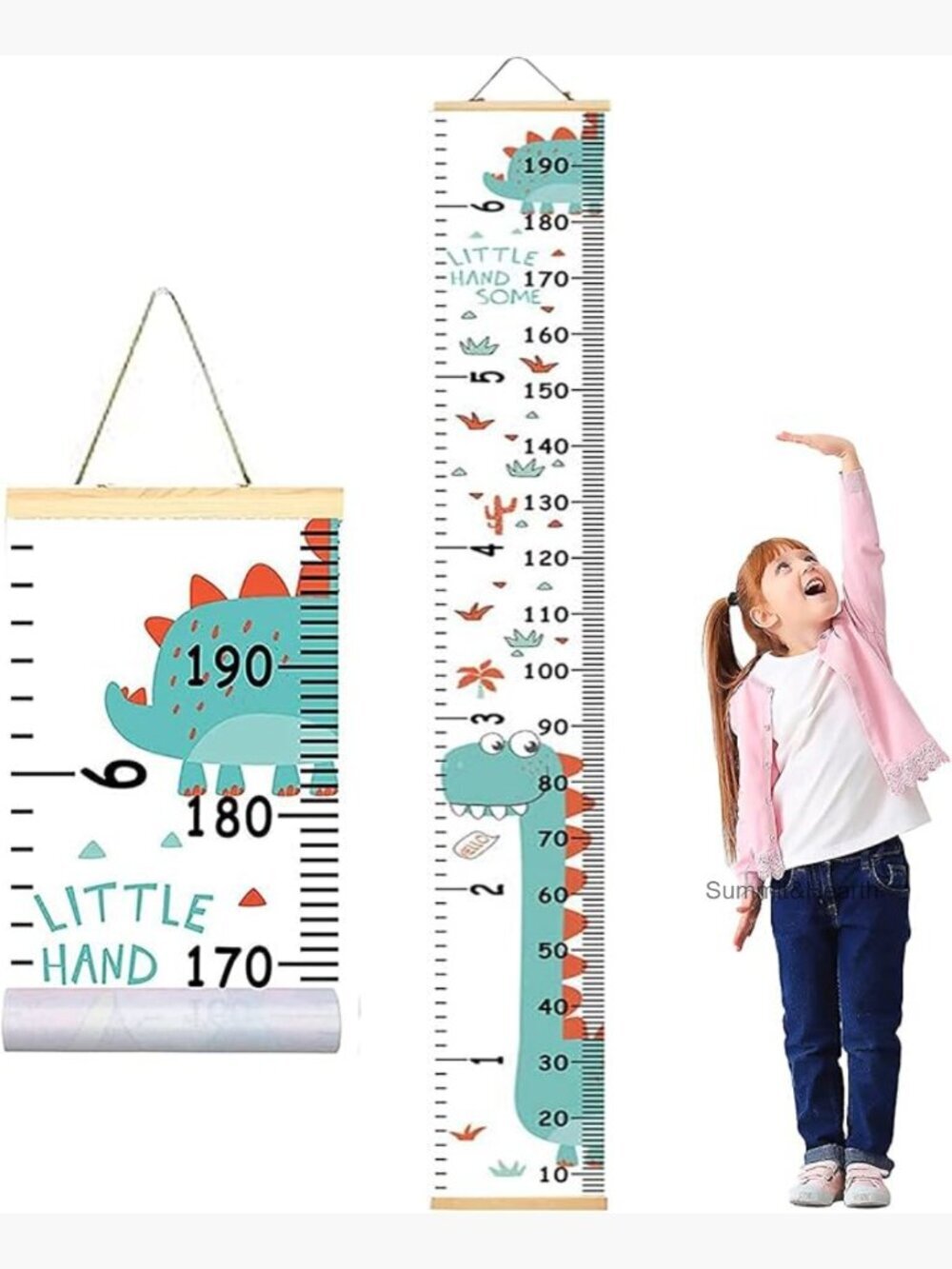 Canvas Growth Chart Wall Ruler Dinosaur Nursery Decor Height Measure